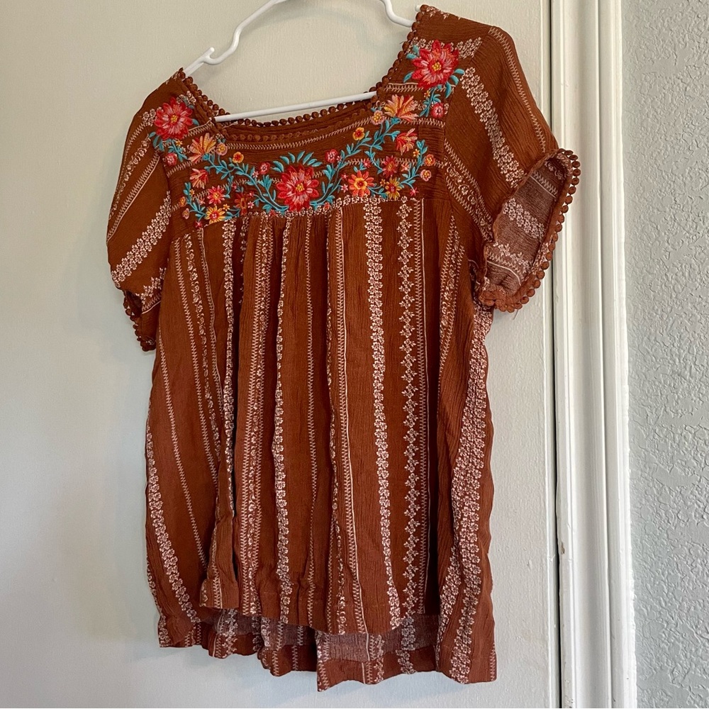 Rust Savanna Jane embroidered top